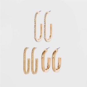 SUGARFIX by BaubleBar Gold Huggie Hoop Earring Set NWT